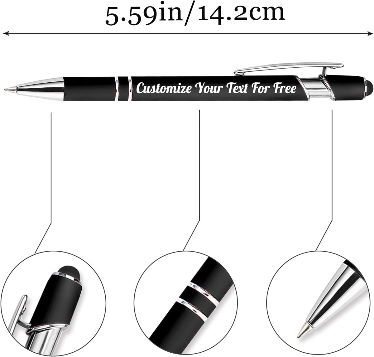 Max 500 Pcs Personalized Pens Bulk, Custom Pens with Free Engraving, Customized Stylus Tip Ballpoint Pen with Your Name Massage Text for School Office Business Graduation Anniversaries-250 Packs