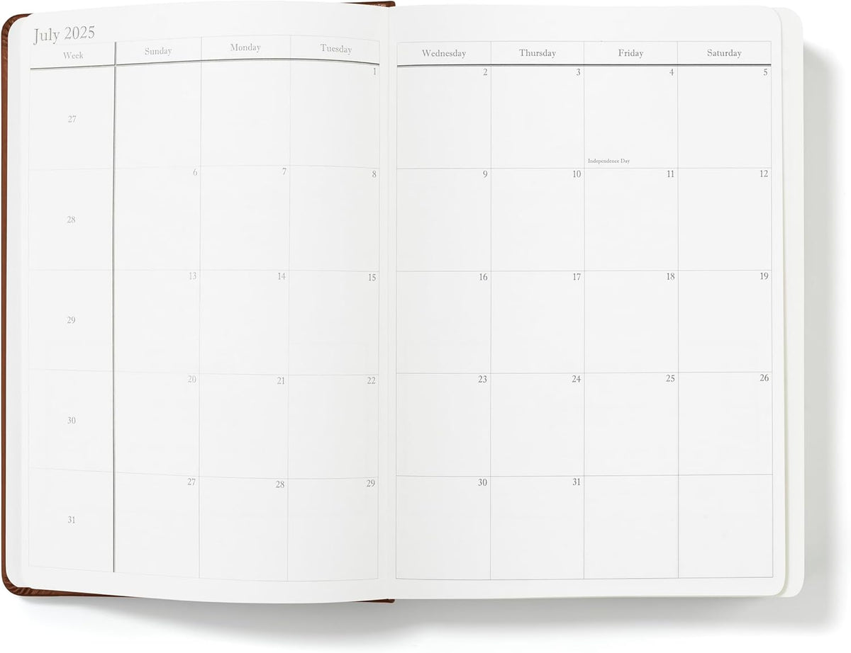 Wykeham's Executive 2025-26 Daily Journal Planner – Customization Available – Mid-Year Academic Diary (Brown, 8.5"×5.5")