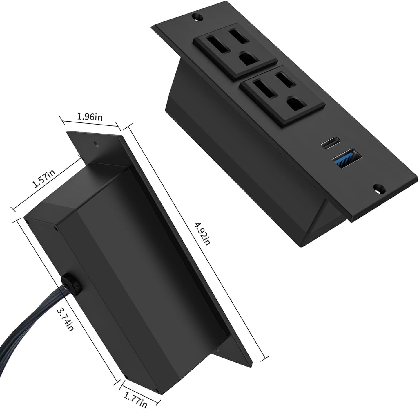 20W PD Conference Recessed Power Strip with Fast USB C, Furniture Recessed Outlet, Desktop Power Strip, Desktop Charging Station with 2 Outlets and 1 USB and 1 Type-C