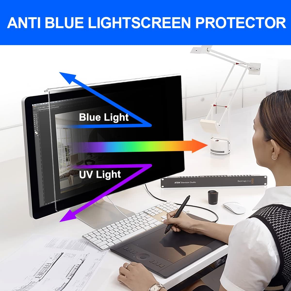 Computer Privacy Screen Filter 24" Hanging Privacy Screen Protector Compatible Widescreen Computer Monitor with Aspect Ratio 16:9,Anti-Glare Privacy Screen Protector for 23.6" 23.8" Monitor