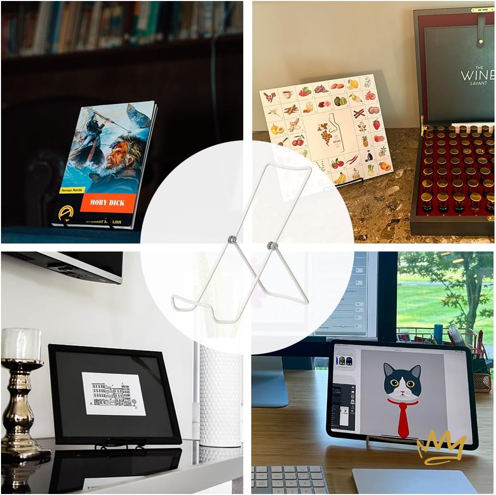 KINGDOM SOLUTIONS MADE IN USA 2-Pack Sturdy & Durable Adjustable White Metal Easels to Display Books, Frames, Comics, Plates & More - Unique on the Market