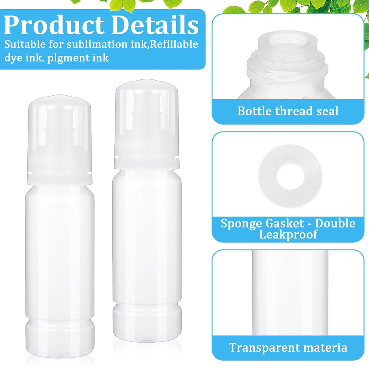 12 Pieces 70ml Empty 502 Ink Refill Bottles Universal Empty Ink Bottles