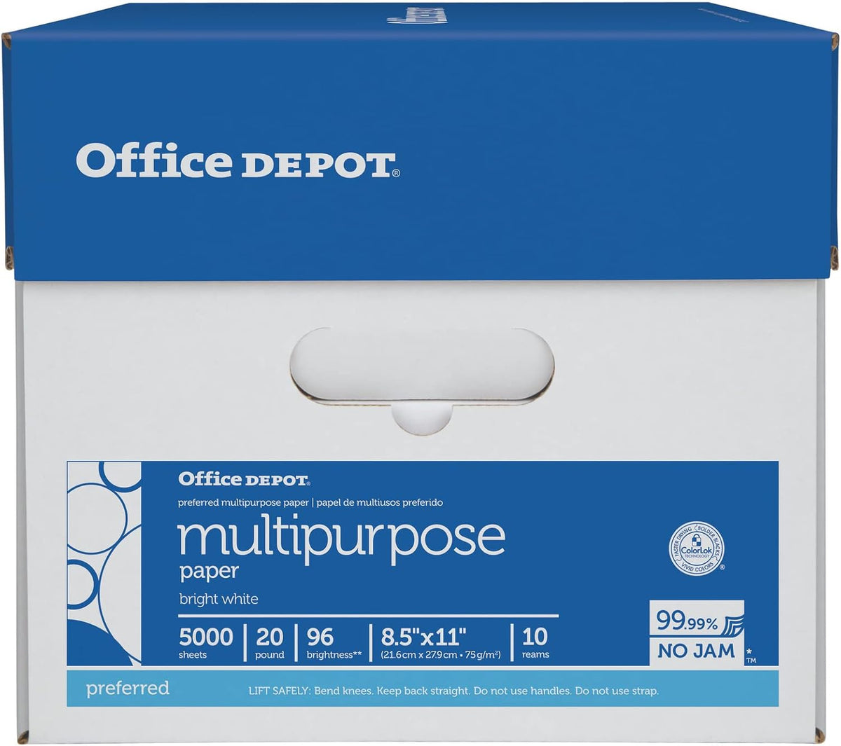 Office Depot Extra Bright Copy Paper, 8 1/2in. x 11in., 20 Lb., 90 Brightness, Case Of 10 Reams