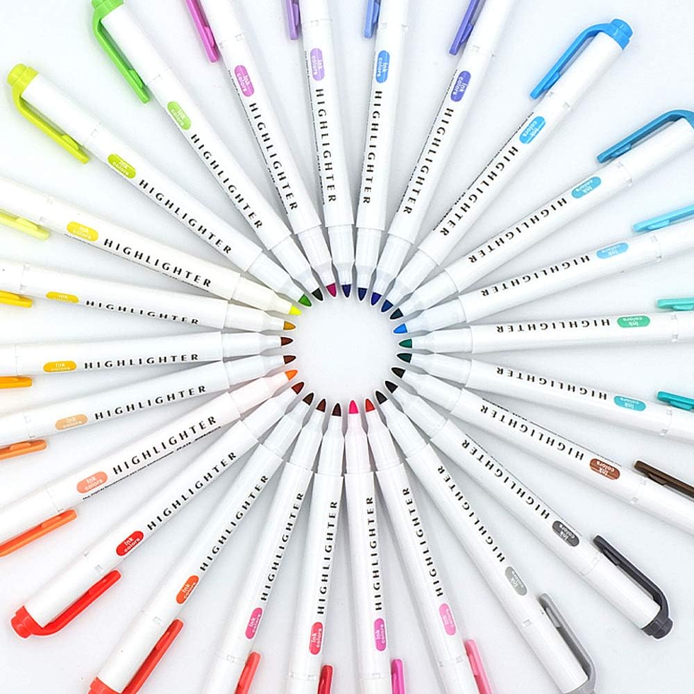 YOOUSOO 25 Pack Pastel Highlighters Assorted Colours, Dual Tip Bible Highlighter, Chisel Tip Mild Highlighters No Bleed Fluorescent Highlighter Pens for School Student Office Journals