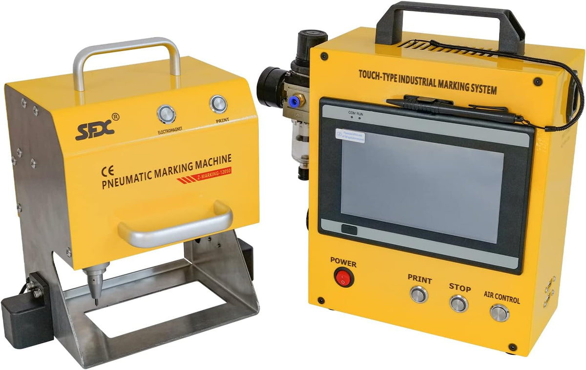 US Stock Pneumatic Dot Peen Marking Machine Metal Engraving Machine Pneumatic Marking Machine Marking Field 120×50mm for Letters, Serial Numbers, VIN Code, Chassis Number, Date, Graphics,etc.