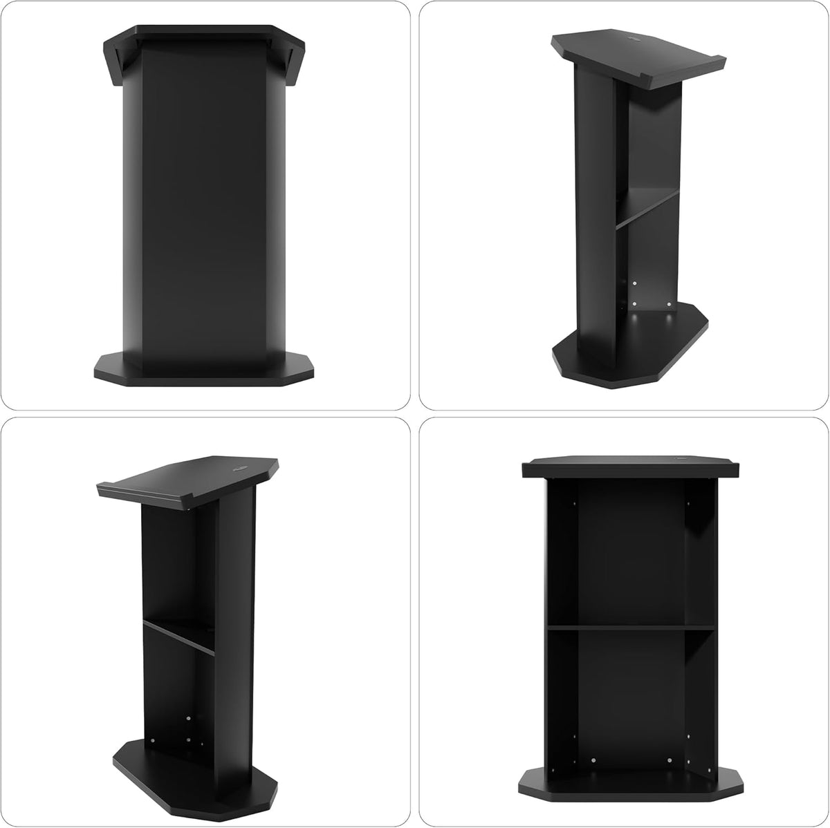 Wood Podium,Compact Podium Stand,15MM Particle Board,Pulpit with Storage,Mic Stand Space,Easy Installation Wooden Lectern for Restaurants,Churches,Seminars and Schools