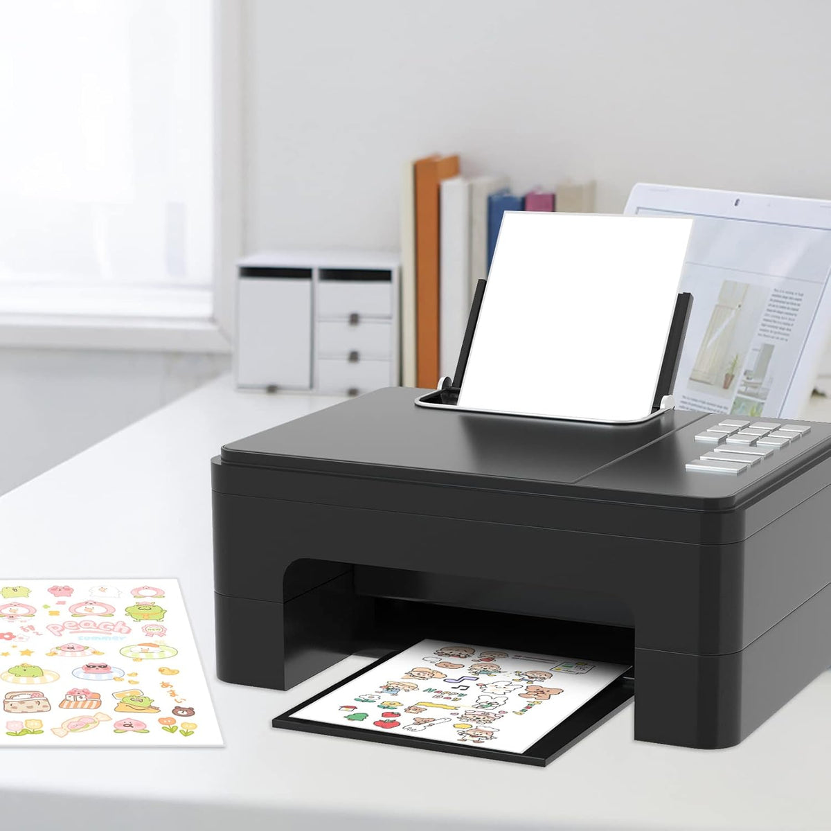 RBHK Sticker Paper, 8.5" x 11" Full Sheet Label Stickers Paper for Laser & Inkjet Printers (500 Sheets, 500 Labels)