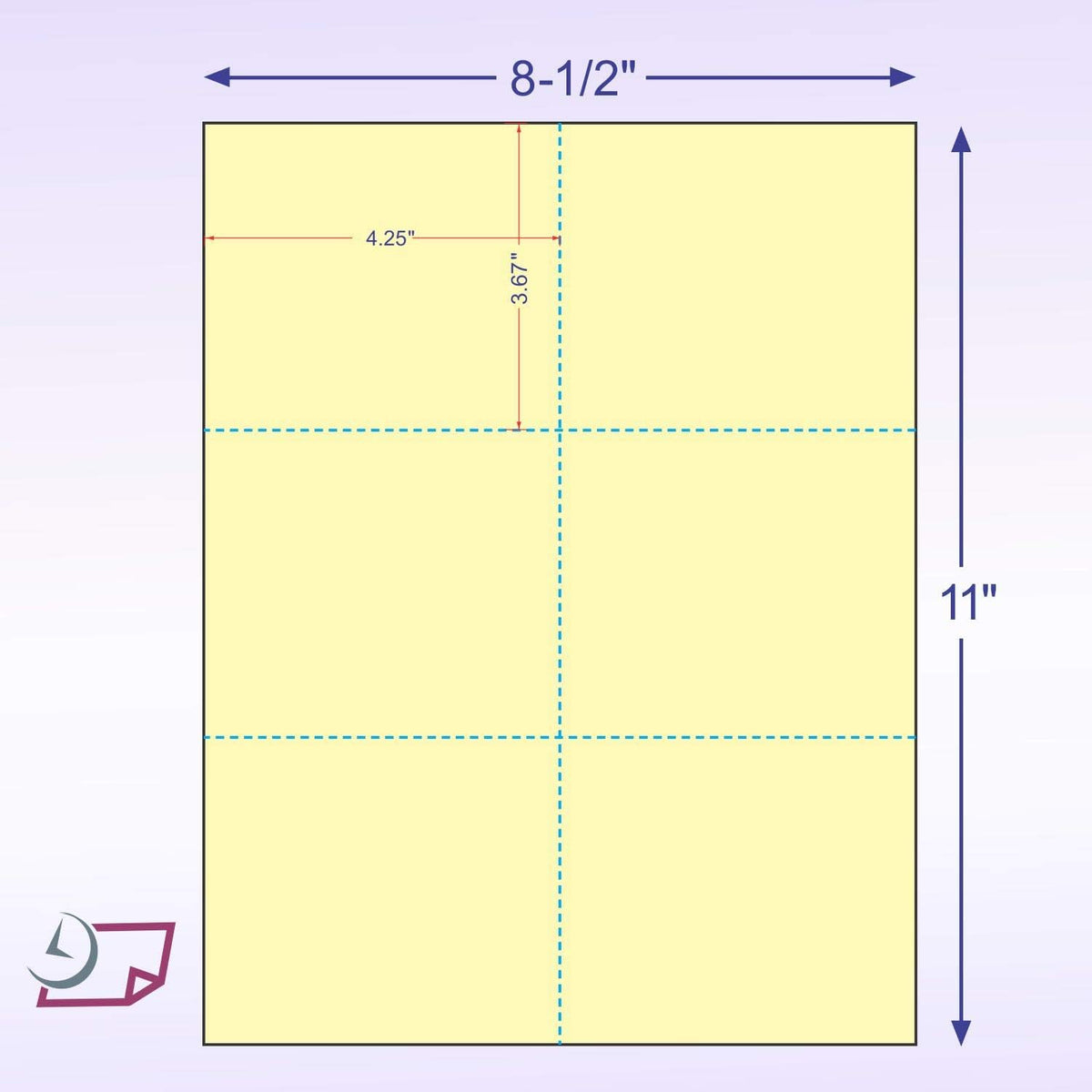 Laser Printer Blank Perforated Cards 6 up per Page (Canary, 6000 Cards)