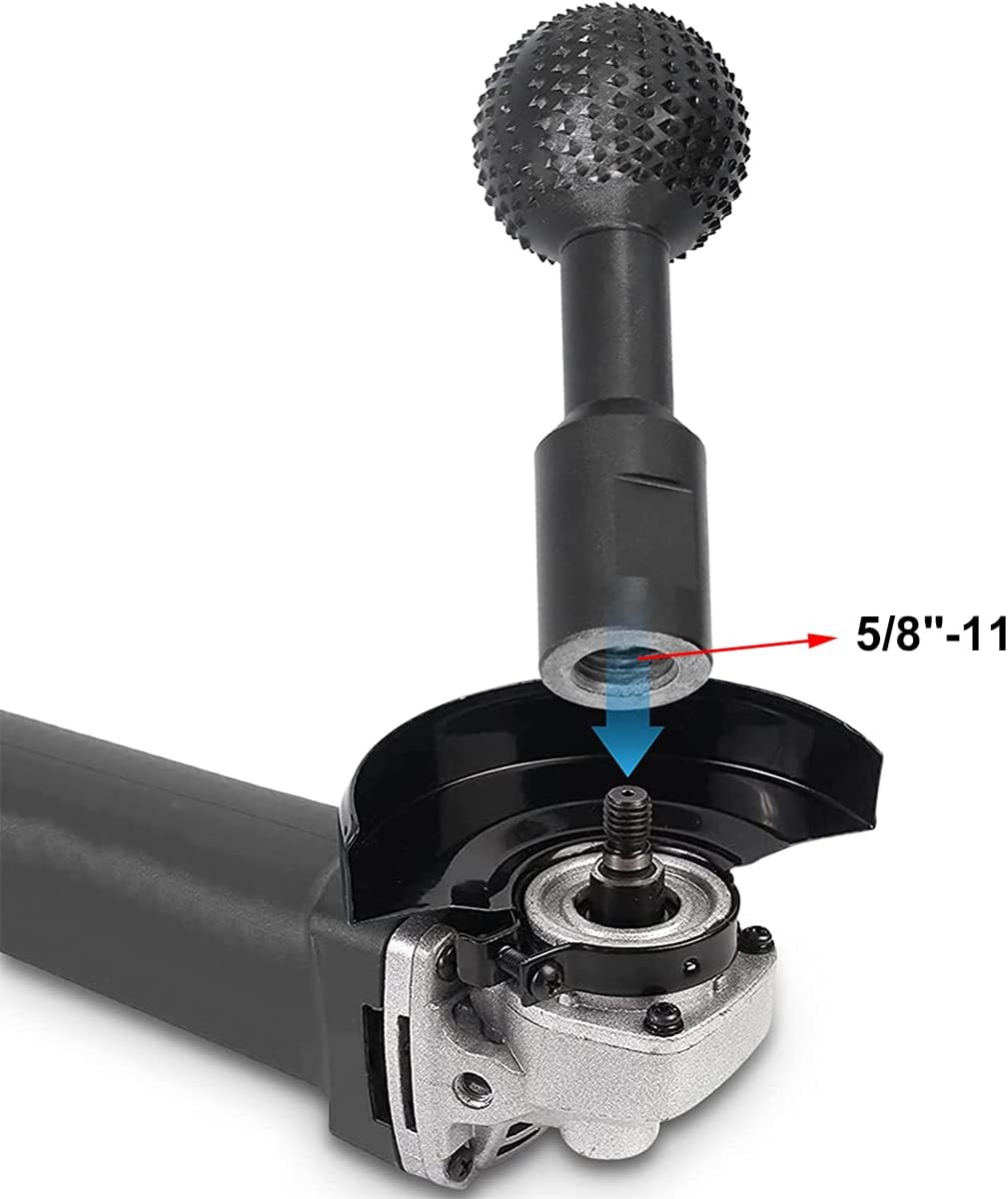 2 Pcs Sphere Rotary Burr with 5/8-11 Threads for 4 1/2 and 5 Inch Angle Grinder, Wood Carving Burrs for Carving Grinding Polishing Engraving