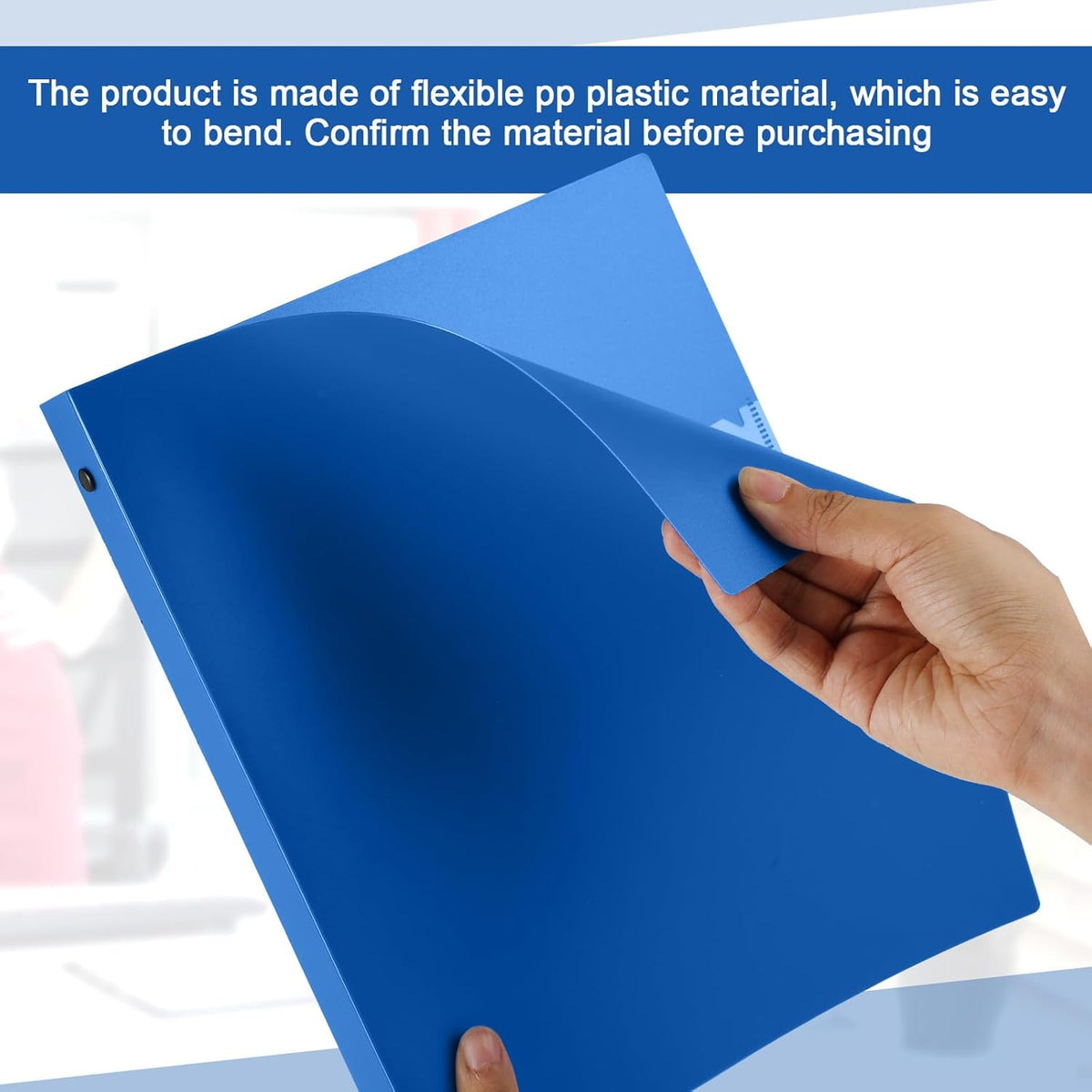 8 Pcs 1 Inch 3 Ring Plastic Binder Flexible Binders Bulk Fits Letter Size 8.5'' x 11'' Paper Holds up to 225 Sheets with 1 Pockets Versatile Binder for School Office Home (Blue)