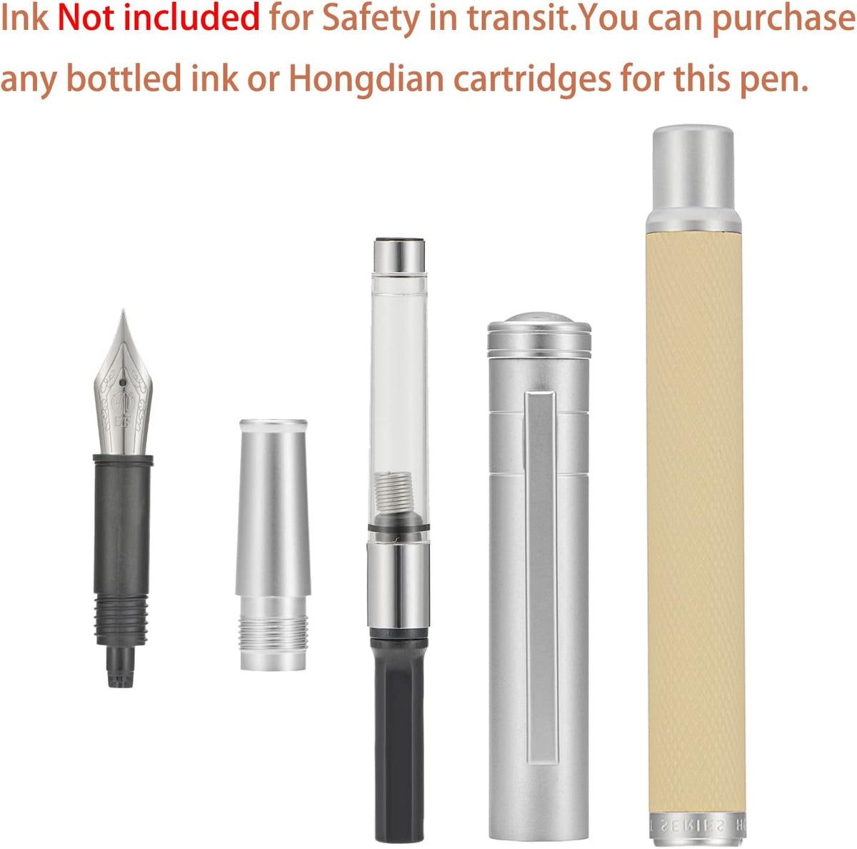 Hongdian White Forest Fountain Pen Blade Nib Classic Design Calligraphy Pen with Converter and Metal Pen Case Set