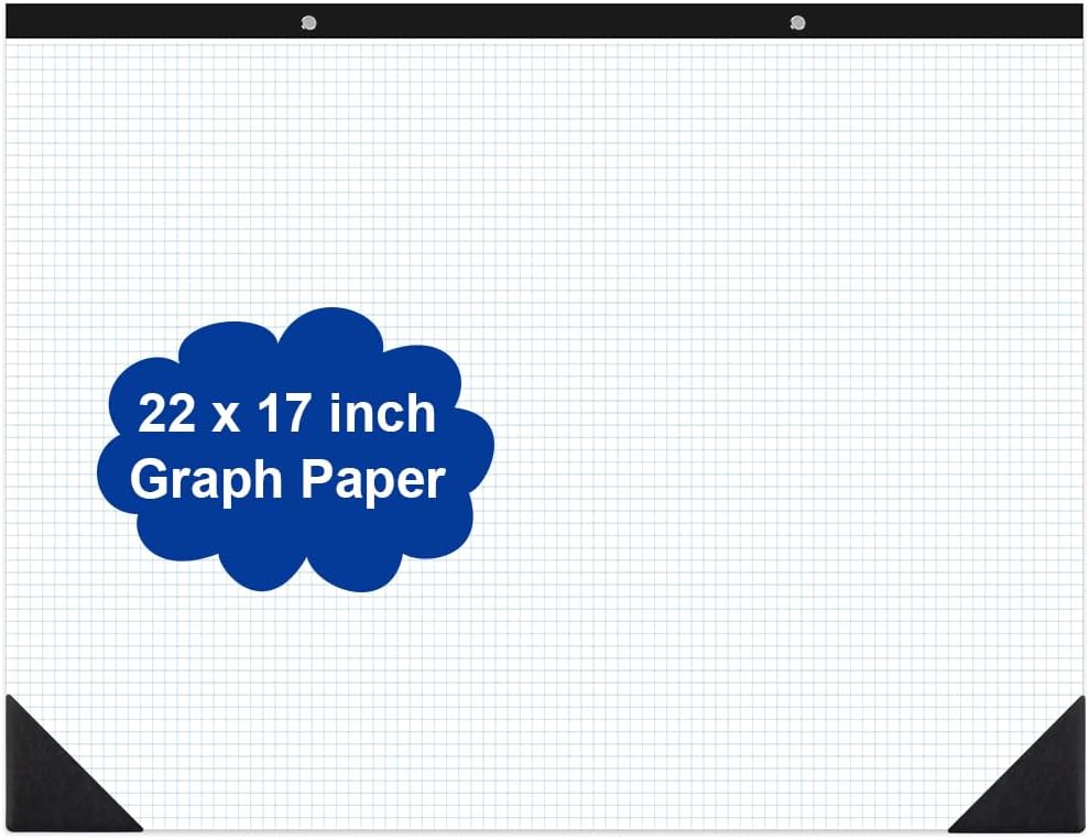 Large Engineering Graph Paper - 22" x 17" Grid Paper, 50 Sheets/100 Pages, 4"x4" Blue Grid Paper Pad Giant Drafting Pad Sketching Graph Paper for Engineer Architect Designer Mathematician Draftsman
