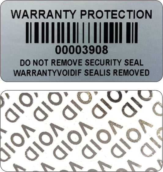 160pcs Tamper Evident Barcode Stickers with Individual Serial Number Security Warranty Void Sticker,Sealing Label for Package(1.6x0.8 inches,Silver)