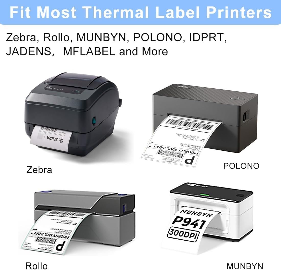 Thermal Labels, 4x6 Shipping Labels Pack of 8000 Perforated Shipping Label Papers, FanFold Thermal Printer Labels, Sticker Labels to Write on, Permanent Strong Adhesive, Commercial Grade