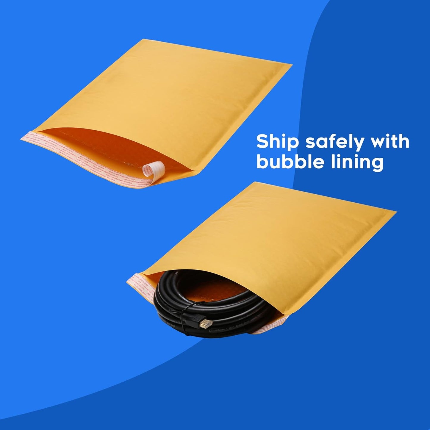 The Boxery 4”x8” Kraft Bubble Mailers | 500 Padded Envelopes Included - Self Sealing Shipping Bags - #000