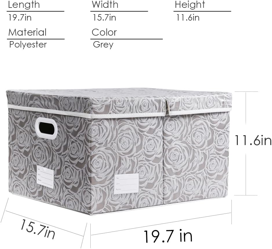 PRANDOM Extra Large Collapsible Storage Boxes with Lids Fabric Decorative Storage Bins Cubes Organizer Baskets with Cover Handles Divider for Bedroom Closet Living Room 19.7x15.7x11.6 Inch 3 Pack