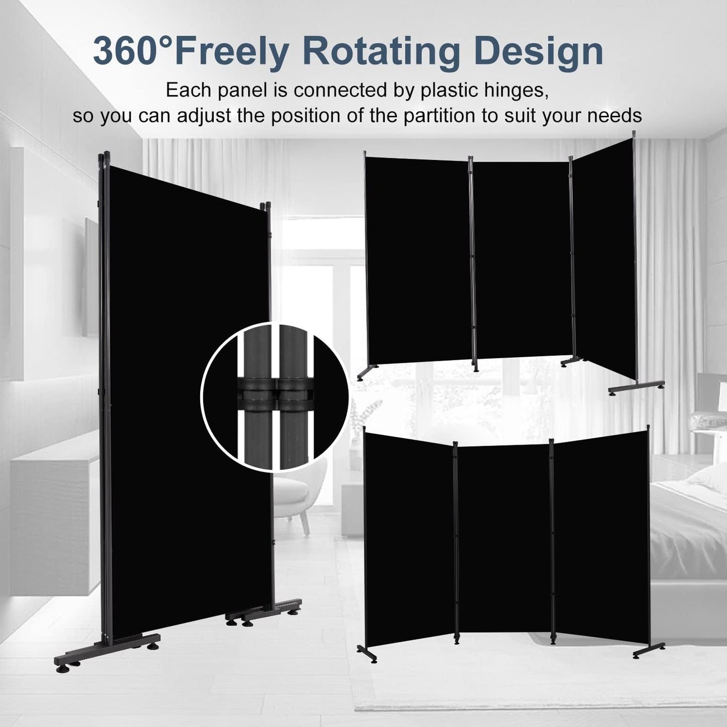 Room Divider 6ft Room Dividers and Folding Privacy Screens, 3 Panel Partition Room Divider Fabric Panel, Indoor Wall Divider for Room Separation Freestanding Space Separators for Bedroom Office Studio