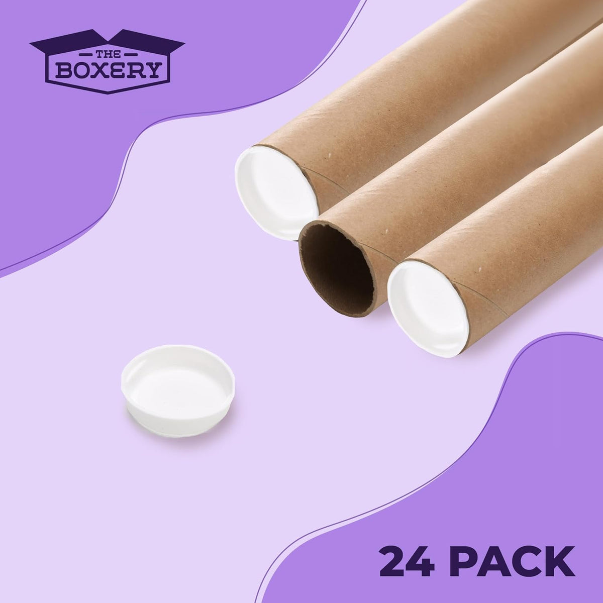 The Boxery Brown/Kraft Shipping, Storage, Posters, Arts, Crafts, Documents, Mailing Tubes 3 inch x 24 inch - 24 PACK, Made in the USA, Reusable and Recyclable