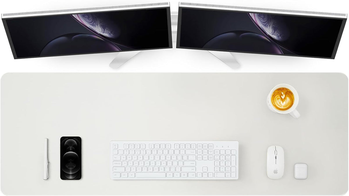 Large Desk Mat - 47.2"x 17" Non-Slip PU Desk Pad for Office and Home - Ideal for Large Mouse Pad and Desk Mats on Top of Desks(White)