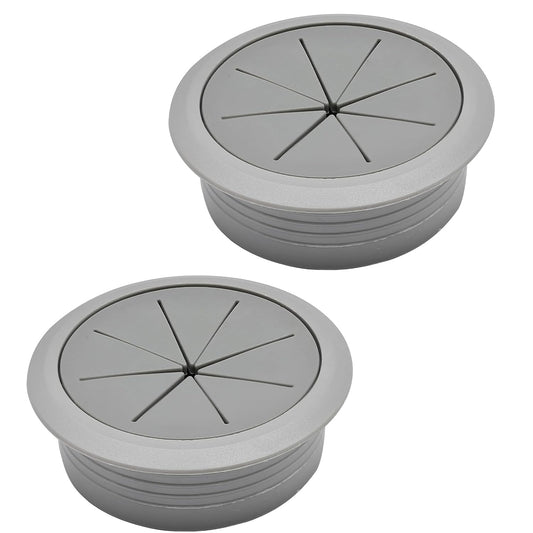 Desk Grommet 2-1/16" (53 mm), Desk Hole Cover for Cables Dark Grey, Cable Grommet ABS Plastic, Desk Hole Grommet for Office and Home Table Cable, Detachable & Flexible Cable Cord Organizer-2 Pcs