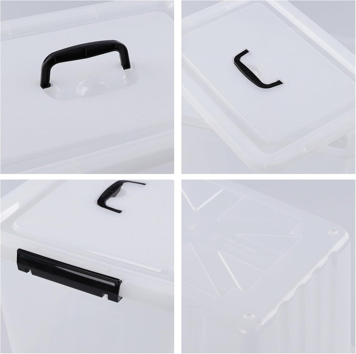 Wekioger 22 Quart Plastic Container Box with Lid, Set of 4 Latching Storage Bin with Handle, Clear