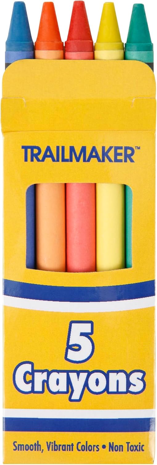 Trail maker Wholesale Bright Wax Coloring Crayons in Bulk 96 Pack Crayons, 5 Per Box in Assorted Bundle Art Sets (96 Pack)