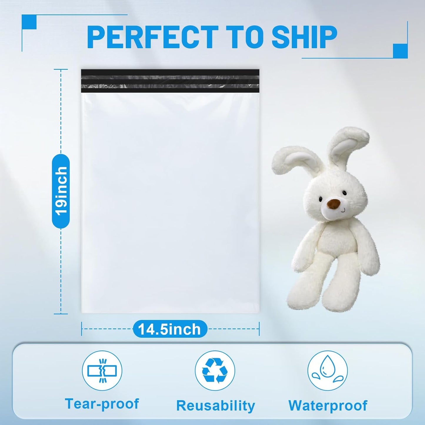 Poly Mailers Shipping Bags 14.5 x 19 inch 200 Pack Packaging Clothes Polymailers Envelopes Mailing Mailer Package Polymailer Small Business Supplies Clothing Bag Polybag Packing White