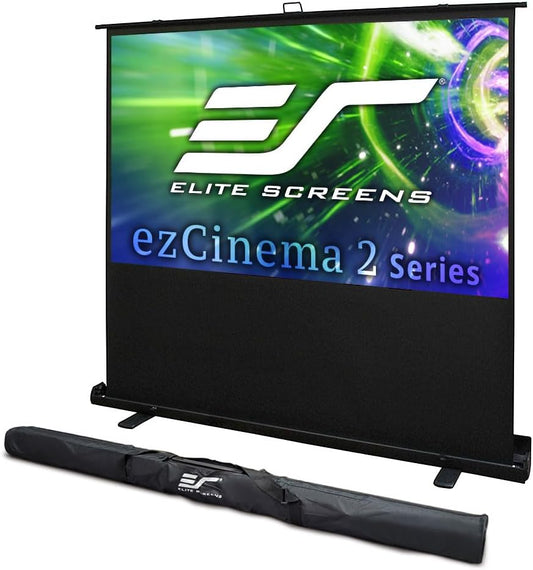 Elite Screens ezCinema 2 Projector Screen, 107-inch 16:9 Manual Floor Pull Up Scissor Backed, Portable Home Theater Office Front Projection + Carrying Bag, US Based Company 2-YEAR WARRANTY, F107XWH2