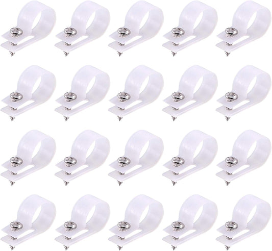Swpeet 60 Pack White 3/4 Inch Nylon Plastic R-Type Cable Clips Clamp Kit, Nylon Screw Mounting Cord Fastener Clips with 60 Pack Screws for Wire Management (3/4 Inch, White)