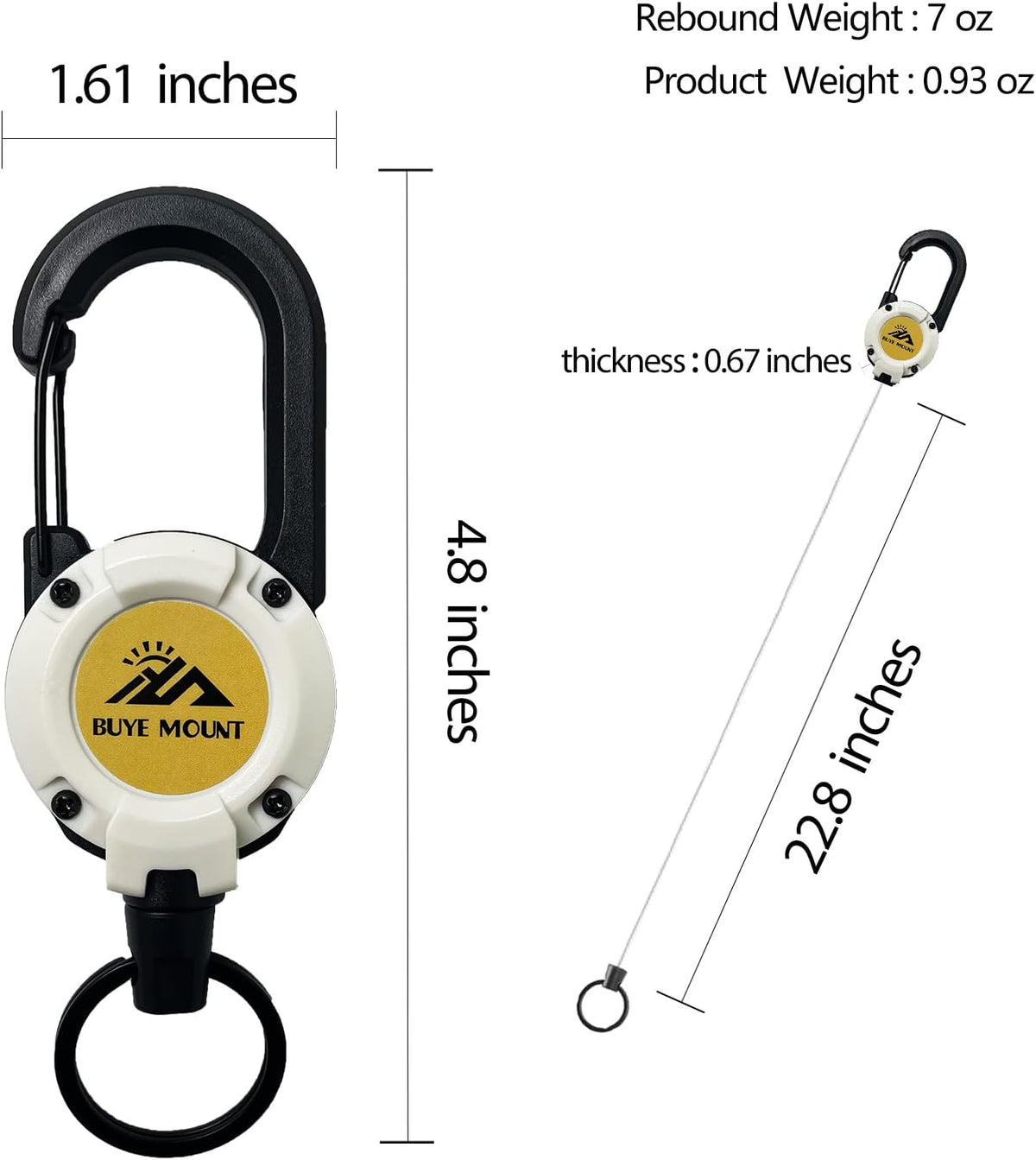 Retractable Keychain Heavy Duty 2Pack, Multitool Carabiner Badge Holder, Retractable Keychain Clip Id Holder, Upgraded 58cm Stainless Steel Cord White