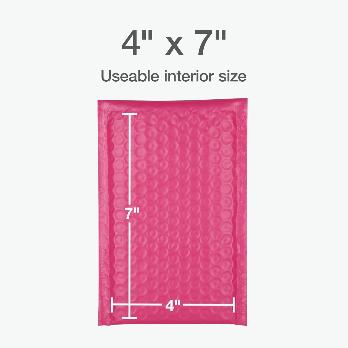Quality Park Bubble Mailers, 4 x 8 Shipping Envelopes, Self-Seal, Small Pink Padded Envelopes, Redi-Strip Peel Off Closure, 50 Per Box (QUA85917)