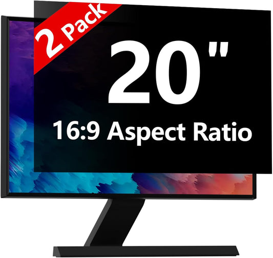 【2-Pack】20 Inch Computer Privacy Screen for 16:9 Monitors with Anti-Spy Anti-Glare Filter, Blue Light Blocking & Eye Protection, Removable Anti-Scratch HD Clarity Screen Protector