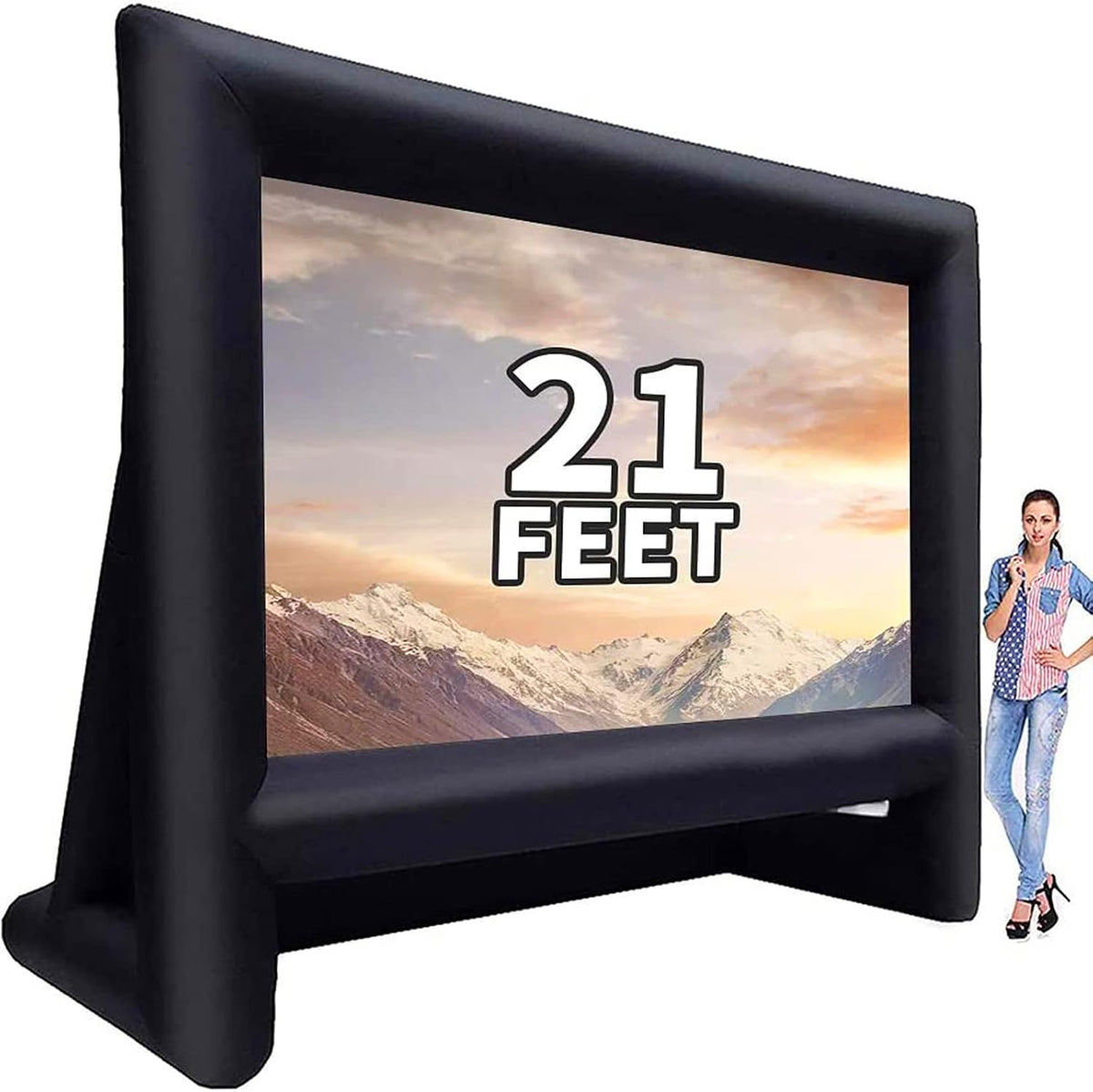 21 feet Inflatable Outdoor Projector Movie Screen - Blow Up Screen for TV & Movies with Blower Portable Projection Screen for Home Theater Outdoor Indoor Support Front & Rear Projection
