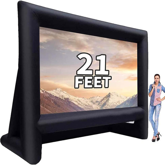 21 feet Inflatable Outdoor Projector Movie Screen - Blow Up Screen for TV & Movies with Blower Portable Projection Screen for Home Theater Outdoor Indoor Support Front & Rear Projection