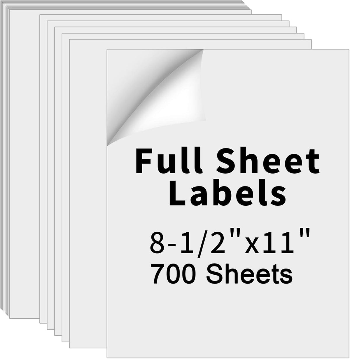 8.5" x 11" Full Sheet Label Sticker Paper for Laser & Inkjet Printers,Self Adhesive Full Page Shipping Labels,Printable White Matte Mailing Label Stickers(700 Sheets,700 Labels)