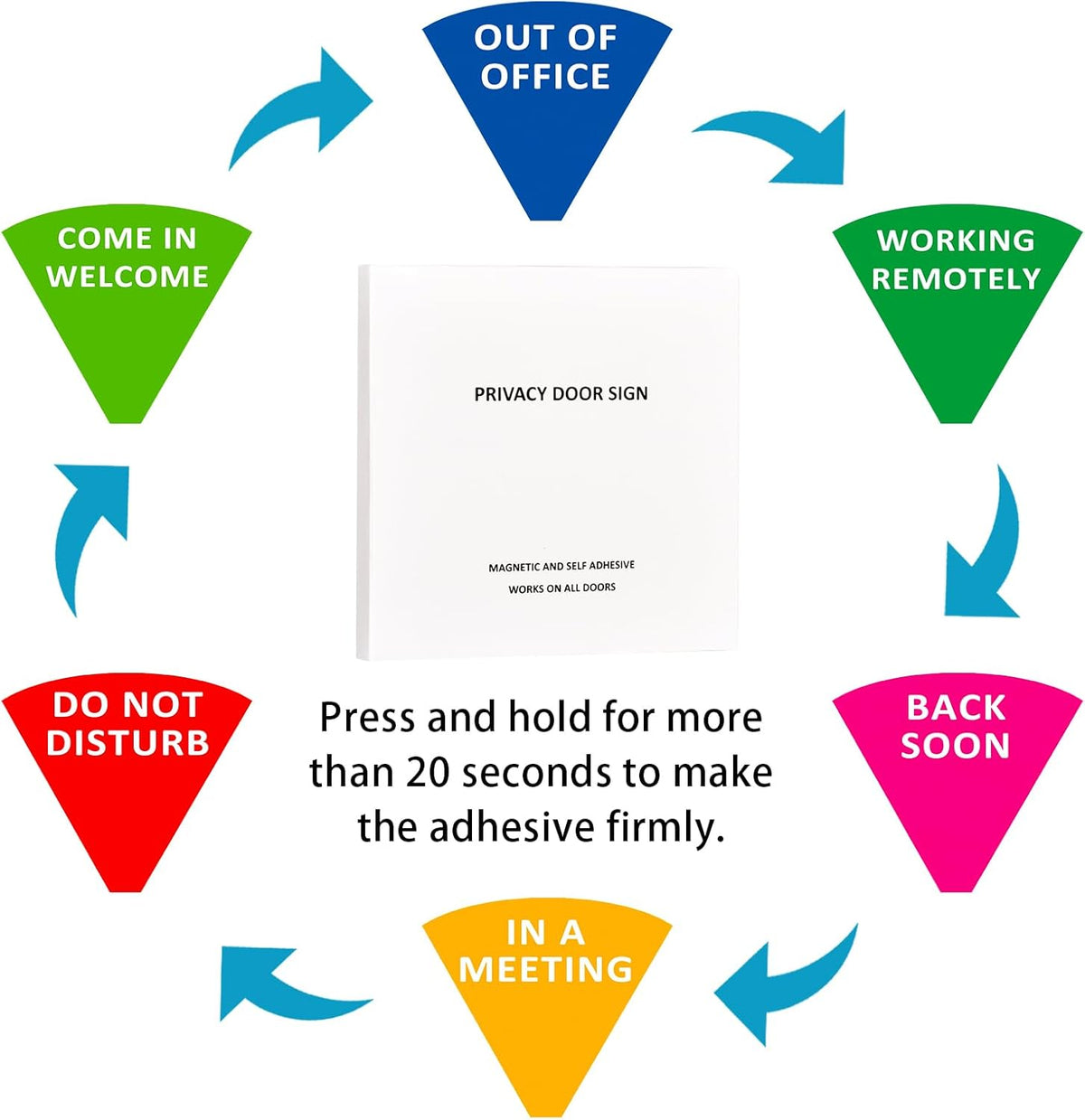 Office Door Sign,Do Not Disturb/Come in Welcome/Out of Office/in a Meeting/Back Soon/Working Remotely Sign, Privacy Door Indicator That Lets Others Know Whether You're Available Or Not (6inch,Light Blue)