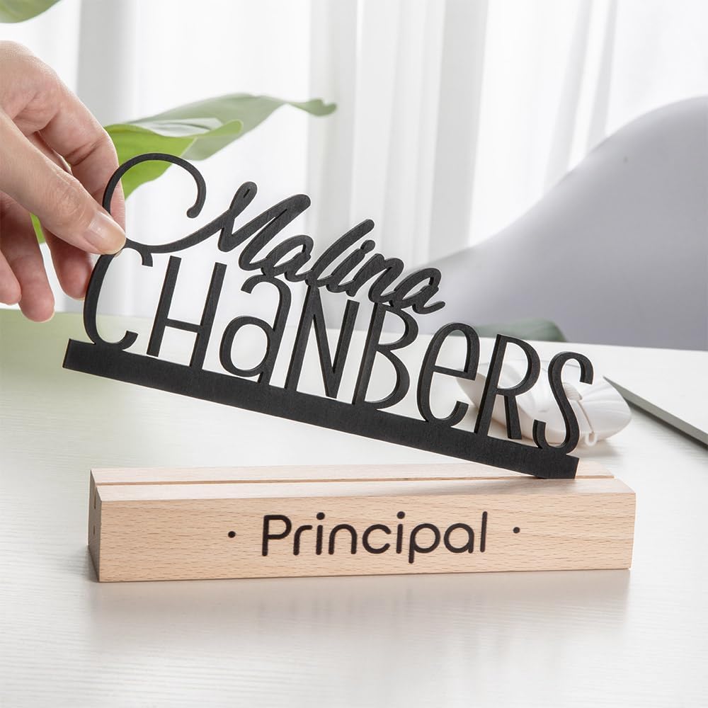 Custom Name Plate For Desk Wooden Office Name Plates For Desks Personalized Teacher Name Plate For Desk Classroom 7.9×1.2×1.8Inch
