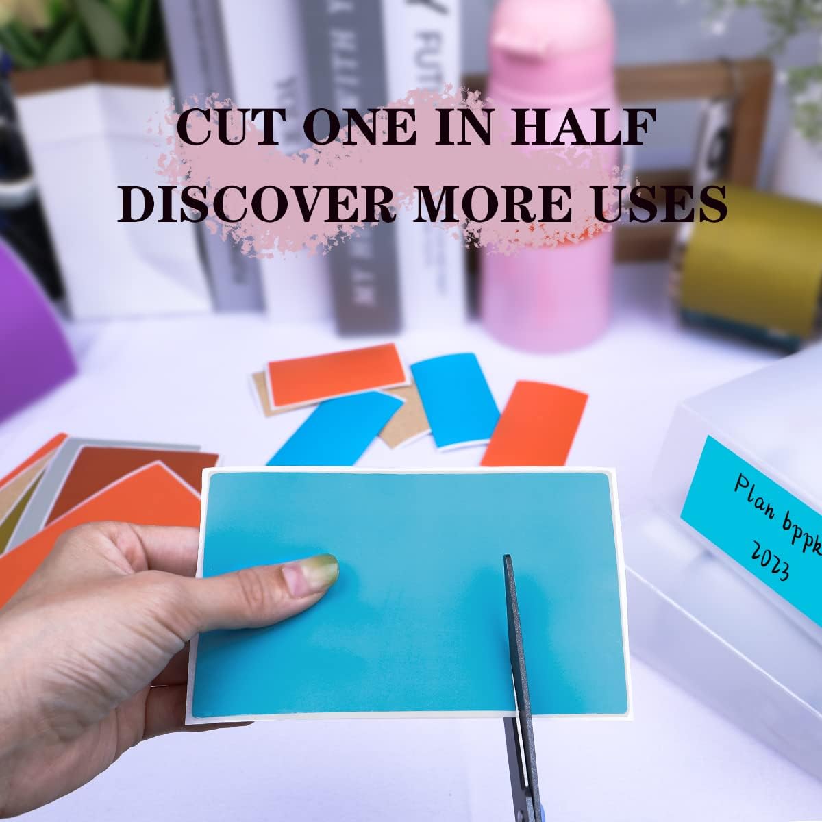 PARLAIM 3" x 5" Rectangle Adhesive Color Code Stickers,250 per Dispenser Box Roll Square Label Inventory Stickers Teal