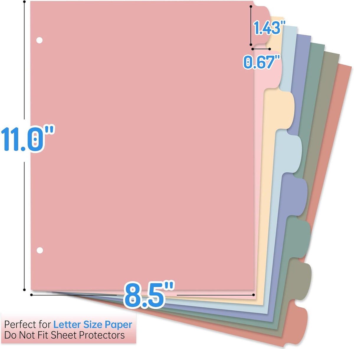 Forvencer 8-Tab Binder Dividers with Tabs, Big Tabs, Write&Erase Plastic Dividers for 3 Ring Binder, Binder Tabs for Organizers, 3 Ring Binder Dividers with Tabs for School Office (Muted, 1 Set)