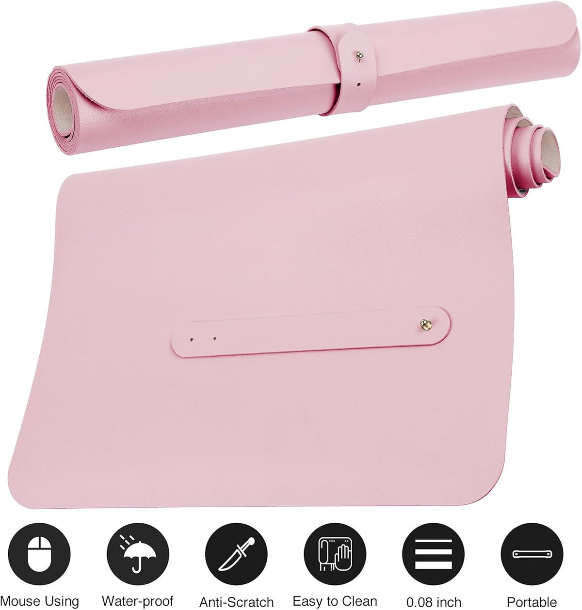 Boutilon Leather Desk Pad Protector,Non-Slip Mouse Pad,Laptop Desk Pad,Office Mouse Mat,Waterproof Leather Desk Blotter,Desk Writing Pad for Office and Home (L-Light Pink,35"x 17")