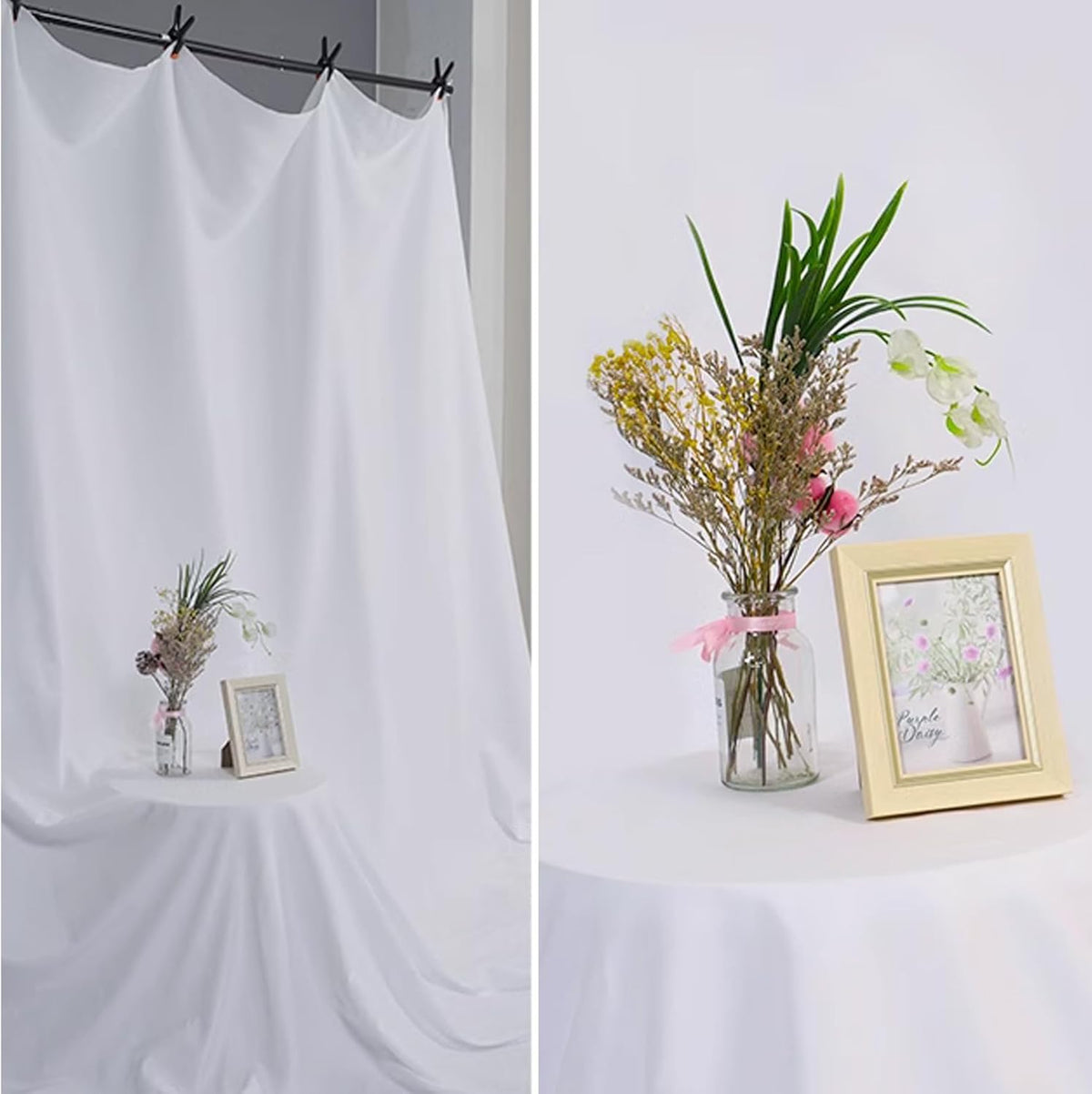 BEIYANG White 10 x 20 Ft Large Screen Backdrop for Photography, Pure White Non-Reflective Fabric Wrinkle Free Photo Background for Zoom Meeting, Game Live Steaming and Photo Studio Shooting Props