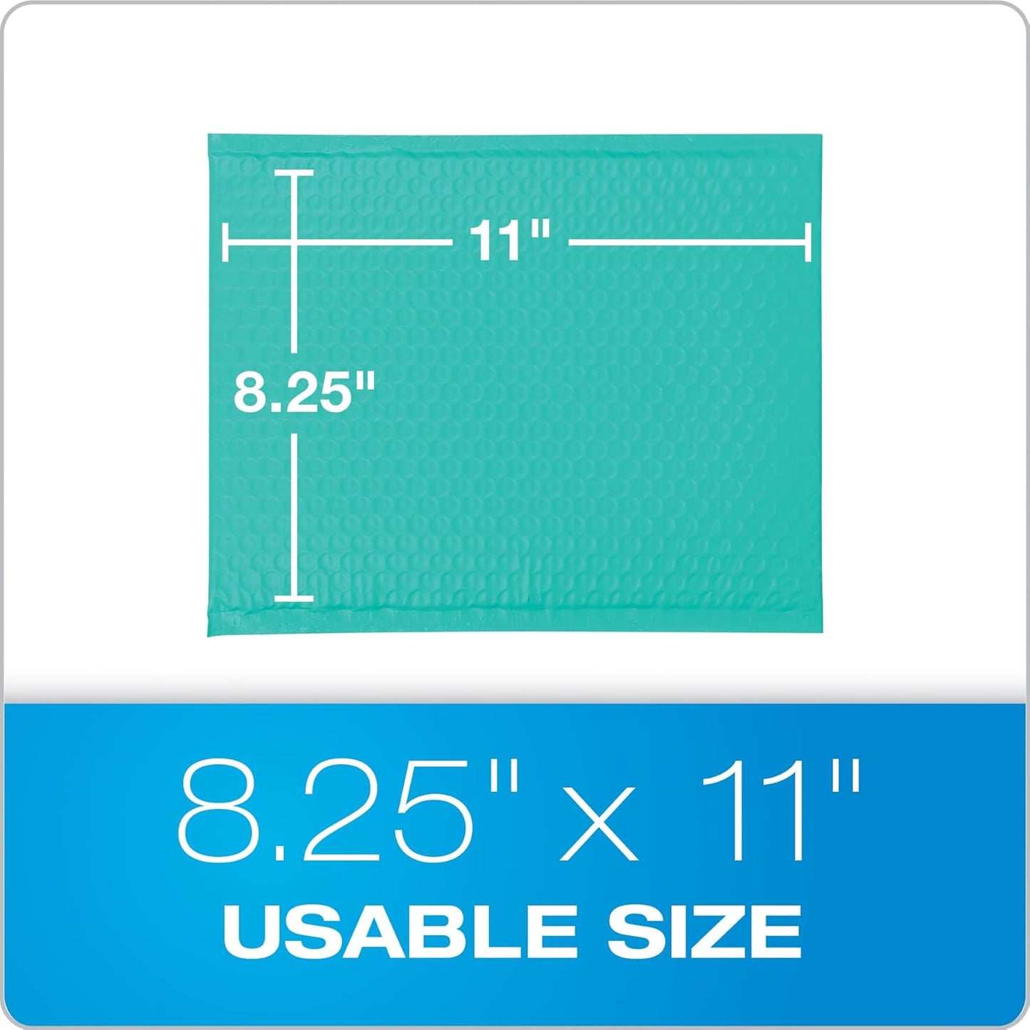 Quality Park Bubble Mailers, 8.25 x 11 Shipping Envelopes, Water Resistant Teal Poly Padded Envelopes, Redi-Strip Peel Off Closure, 25 Per Box (QUA85860)