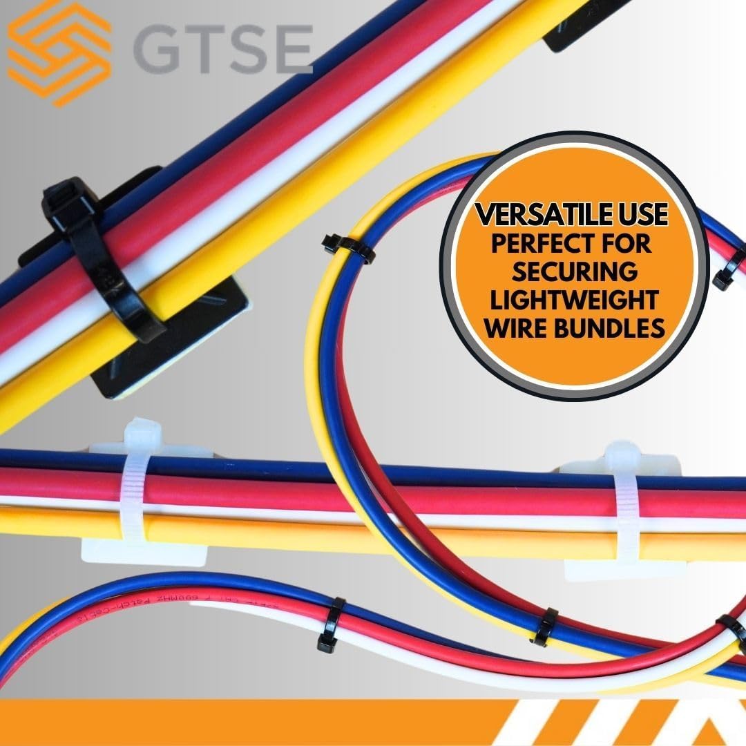 GTSE 100 Pack Of White/Clear Screw Mounts, Zip Ties Up To 0.35" Wide, Saddle Type Zip Tie Anchors
