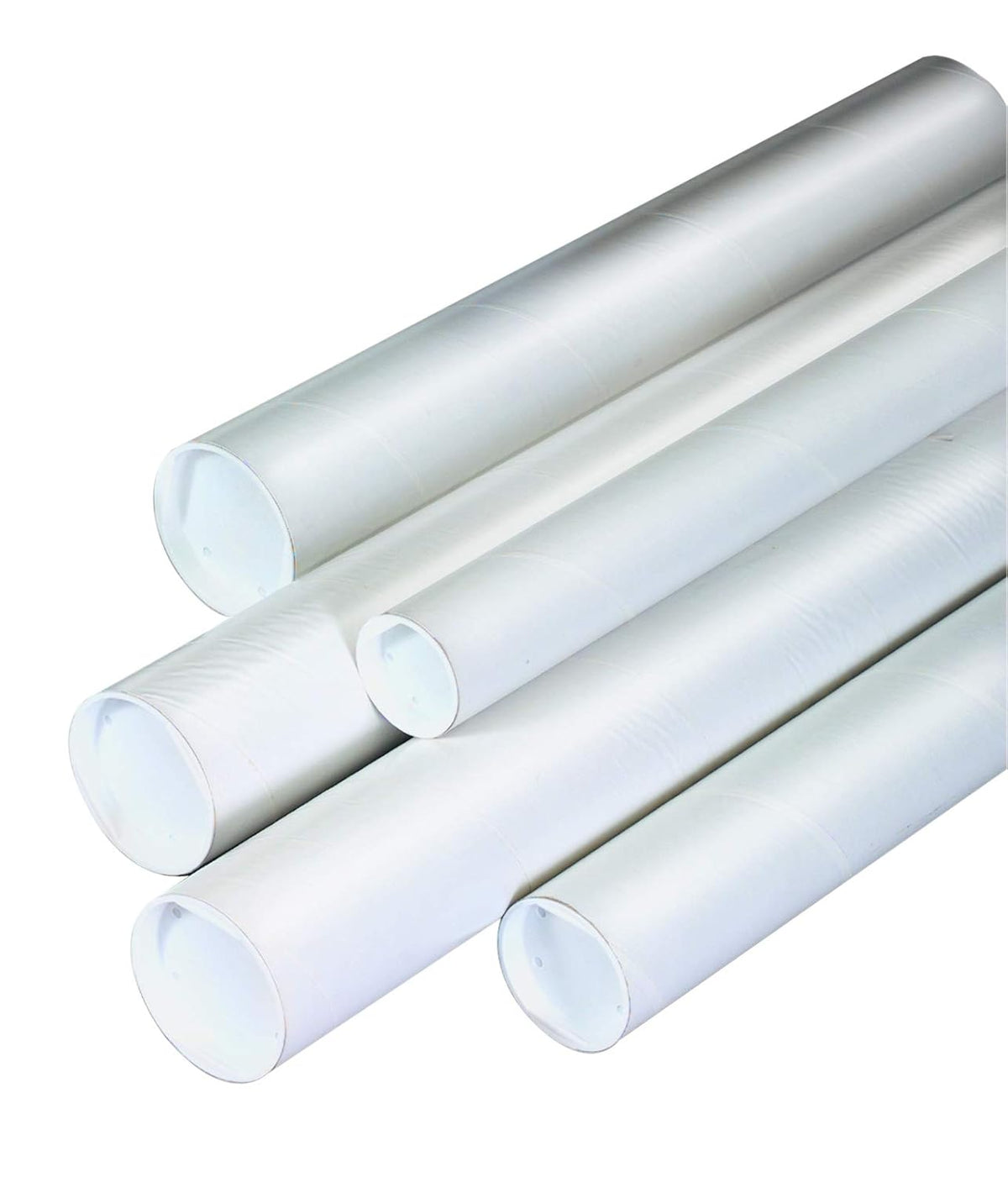 BOX USA BP2536W Mailing Tubes with Caps, 2-1/2" x 36", White (Pack of 34)