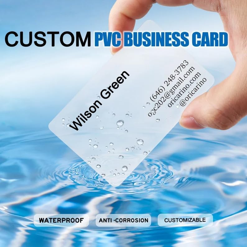 Custom Frosted Plastic Business Name Cards,Personalized Waterproof Calling Cards with Your Text/logo/image, Thick PVC business card for small business (Frosted matte business card)