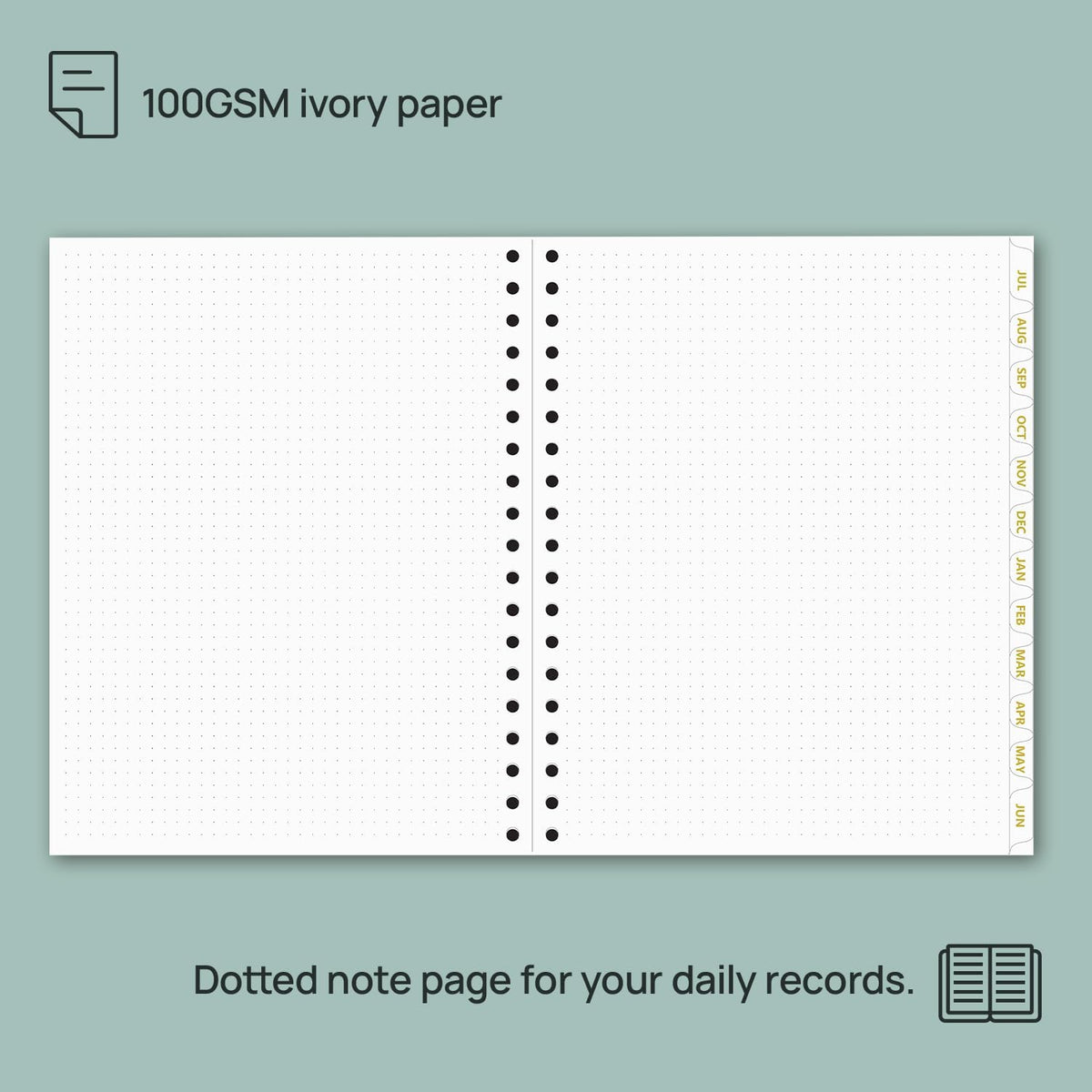 POPRUN Monthly Planner 2025-2026 Spiral Hardcover (8'' x 10''), 18 Months Calendar (Jul.2025 - Dec.2026)- 2 Pages per Month with Dotted Note Pages, Sunday Start, Laminated Tab - Orange