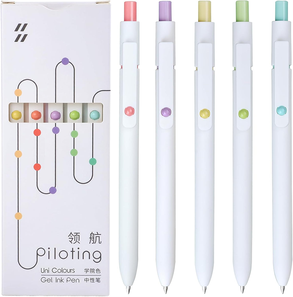 Gel Pens, 5Pcs 0.5mm Fine Point Pens With Smooth Wirting,Quick Dry Aesthetic Pens For Journaling, Ballpoint for Office School Supplies,Gifts for Women Men Student(Ivory White)