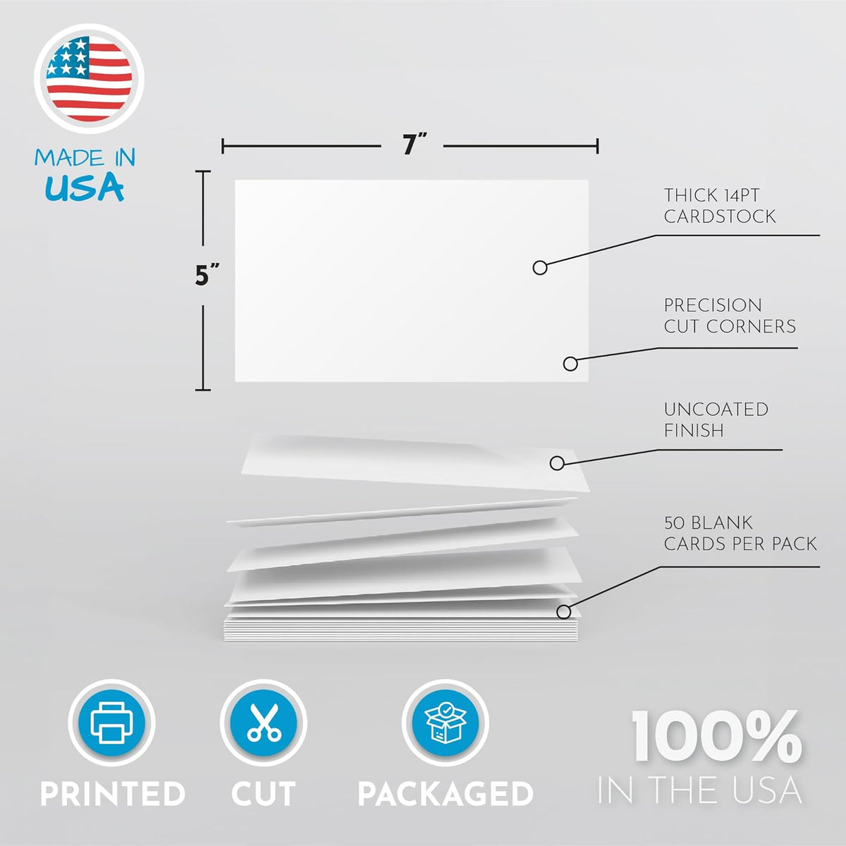 Home Advantage 5x7 Blank Index Cards - Our 50 Pack of Blank Notecards Use Heavy Duty Cardstock to Make Them Bleed Proof - These Plain Index Cards Make Perfect Blank Flashcards & Blank Note Cards