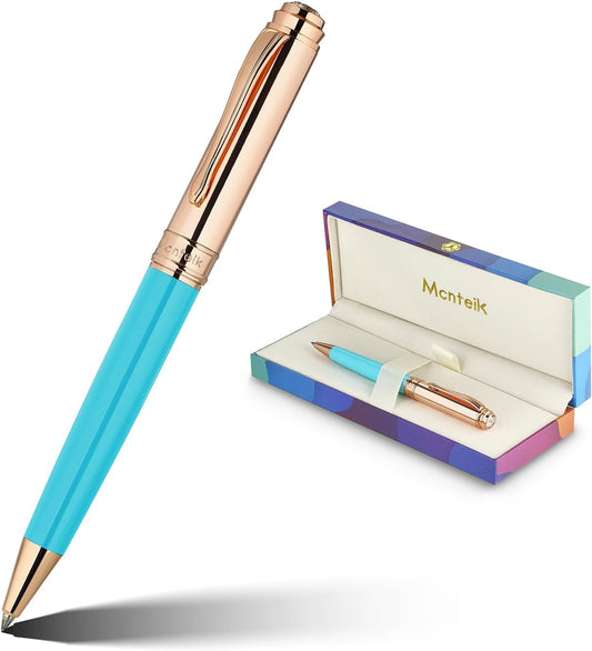 Luxury Gel Pen, Top Set With 8mm Brilliant Diamond,Delicate Green Pen Lacquer,Rose Real Gold Finish, Black Ink Refill,Fancy Gift Pen For Girl, Unique, Professional, Office Pens