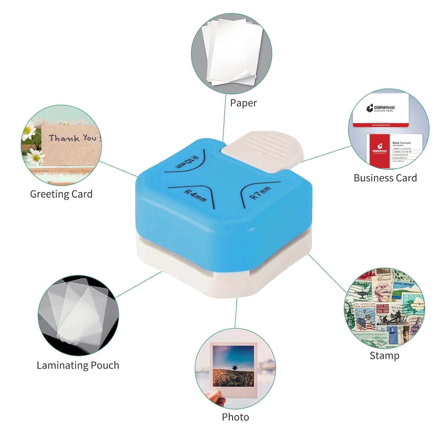 Paper Corner Rounder R4 R7 R10 Mm Cutter Harmless Punches for Cardstock Laminated Paper